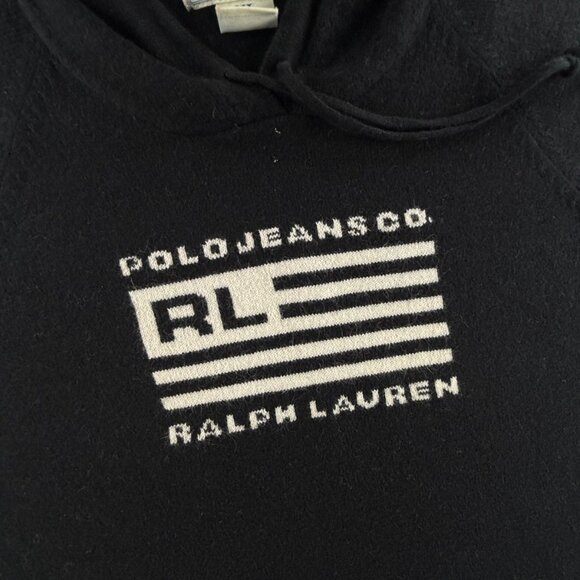 Ralph Lauren Polo Jeans Rabbit Hair Blend Black Flag Sweater Hooded USA Logo RL - Picture 2 of 14